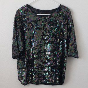 Vintage Iris Full Sequined top XL